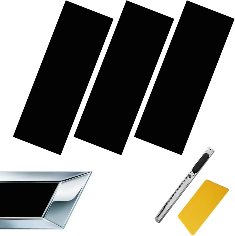 Vrasly Compatible with 11.8" x 4" 3PCS Chevy Bowtie Emblem Logo Stickers Cut DIY Decals, 3 Pcs Universal Logo Overlay Black - Image 1